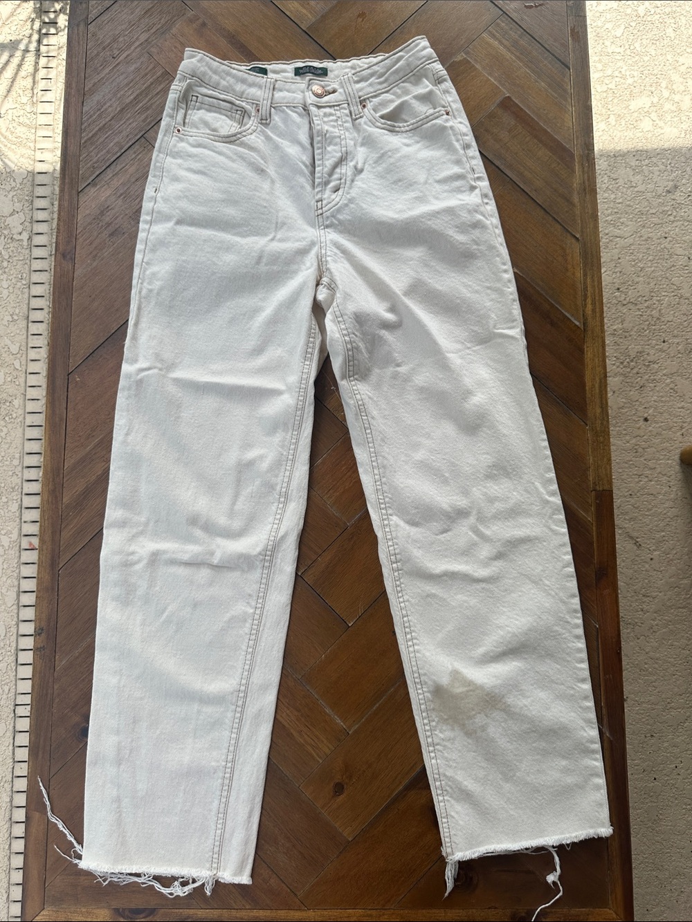 wild fable White High-Rise Straight-Leg Jeans with Raw Hem